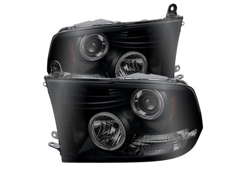 Black Smoke LED Halo Headlights w/Daytime Lights 09-18 DODGE RAM